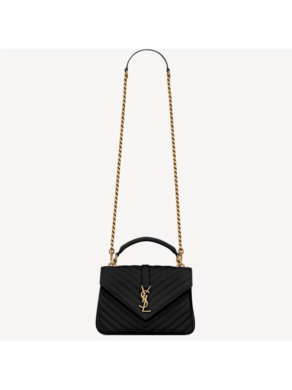 Saint Laurent College Medium Black Leather Crossbody with Gold Hardware - Picture 2 of 7